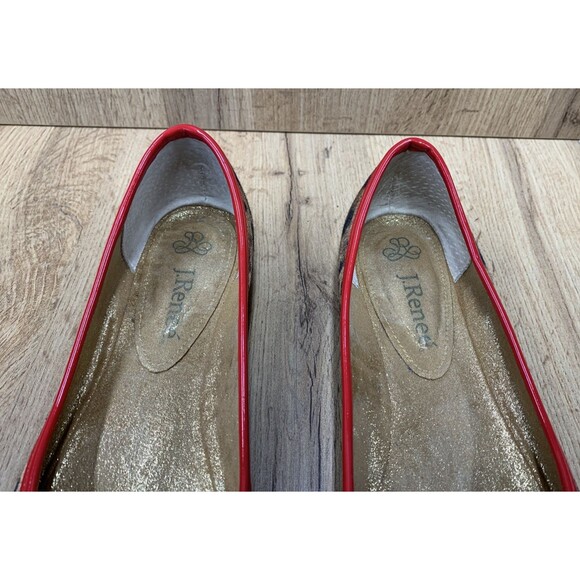 J Renee Edie Animal Print Flats Women 7M Leopard Red Bow Trim Vintage Square Toe - Picture 8 of 16